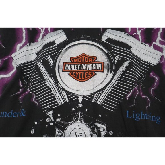 Vintage 1987 Harley Davidson Thunder and Lightning Single Stitch Tshirt XL - Picture 12 of 12